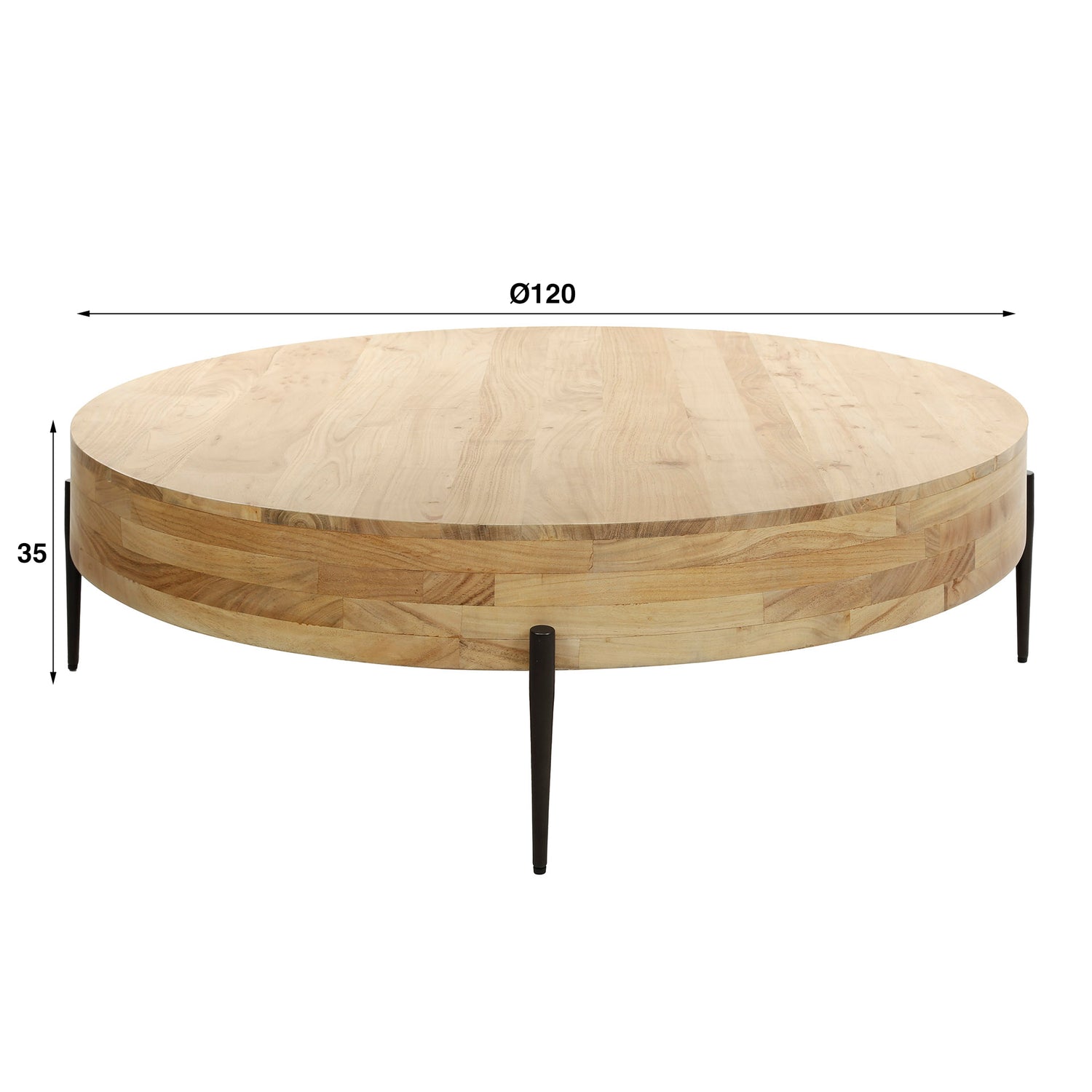 Salontafel Bulky Wood - 120x120x35 cm - Naturel - Acacia