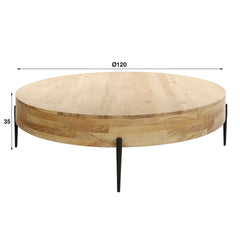Salontafel Bulky Wood - 120x120x35 cm - Naturel - Acacia