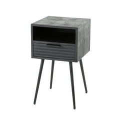 Nachtkastje met 1 lade marina - 35x35x60 cm - Zwart - Mango