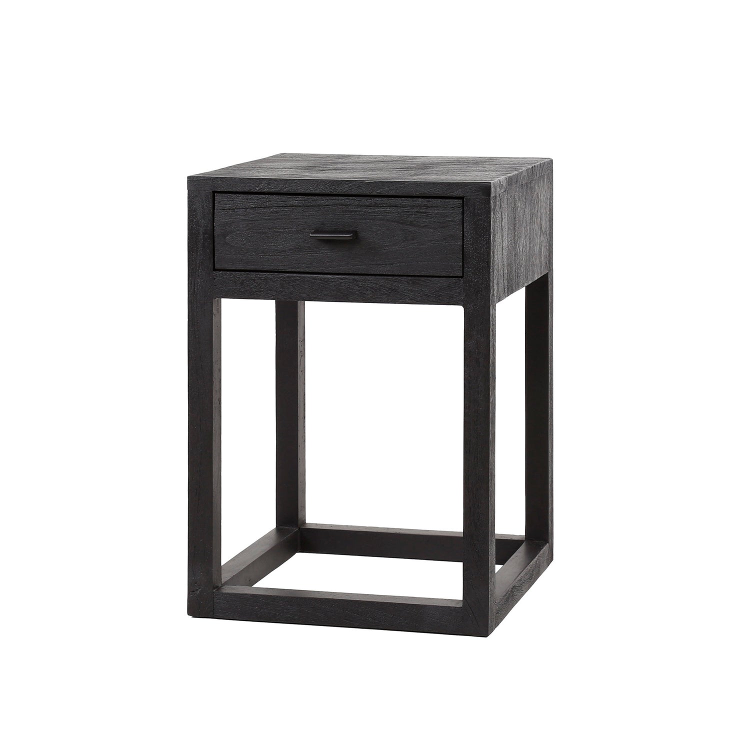 Nachtkastje 1L Black Square - 35x35x50 cm - Zwart - Acacia