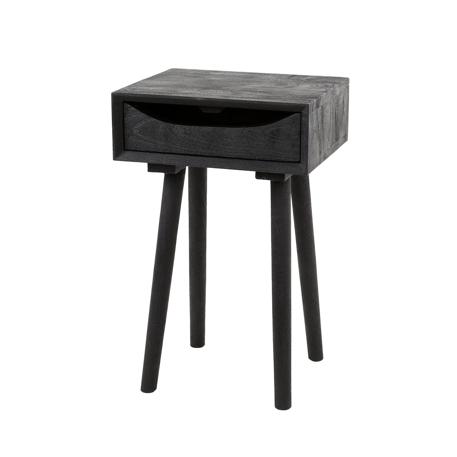 Nachtkastje 1L Sleek Wood Inlay - 35x30x55 cm - Zwart - Acacia