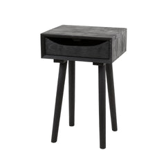 Nachtkastje 1L Sleek Wood Inlay - 35x30x55 cm - Zwart - Acacia
