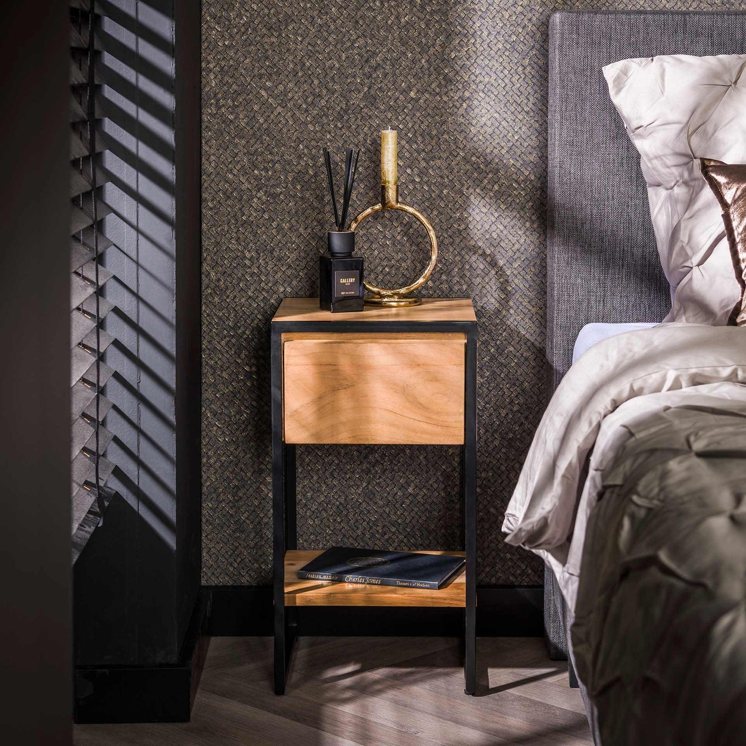 Nachtkastje met 1 lade XS Straight Wood - 30x30x55 cm - Naturel - Acacia