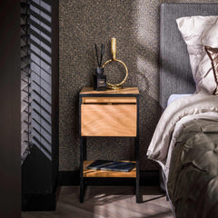 Nachtkastje met 1 lade XS Straight Wood - 30x30x55 cm - Naturel - Acacia