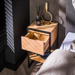Nachtkastje met 1 lade XS Straight Wood - 30x30x55 cm - Naturel - Acacia