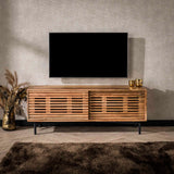 TV-meubel 2 Deuren Slide - 135x40x53 cm - Naturaal - Acacia