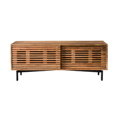 TV-meubel 2 Deuren Slide - 135x40x53 cm - Naturaal - Acacia