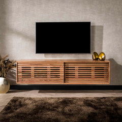 TV-meubel Zwevend 2 Deuren Slide - 150x40x37 cm - Naturel - Acacia