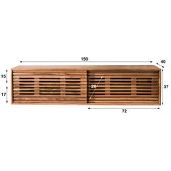 TV-meubel Zwevend 2 Deuren Slide - 150x40x37 cm - Naturel - Acacia