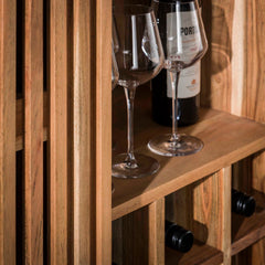 Wijnkast 1 Deur Slide - 80x43x122 cm - Naturel - Acacia
