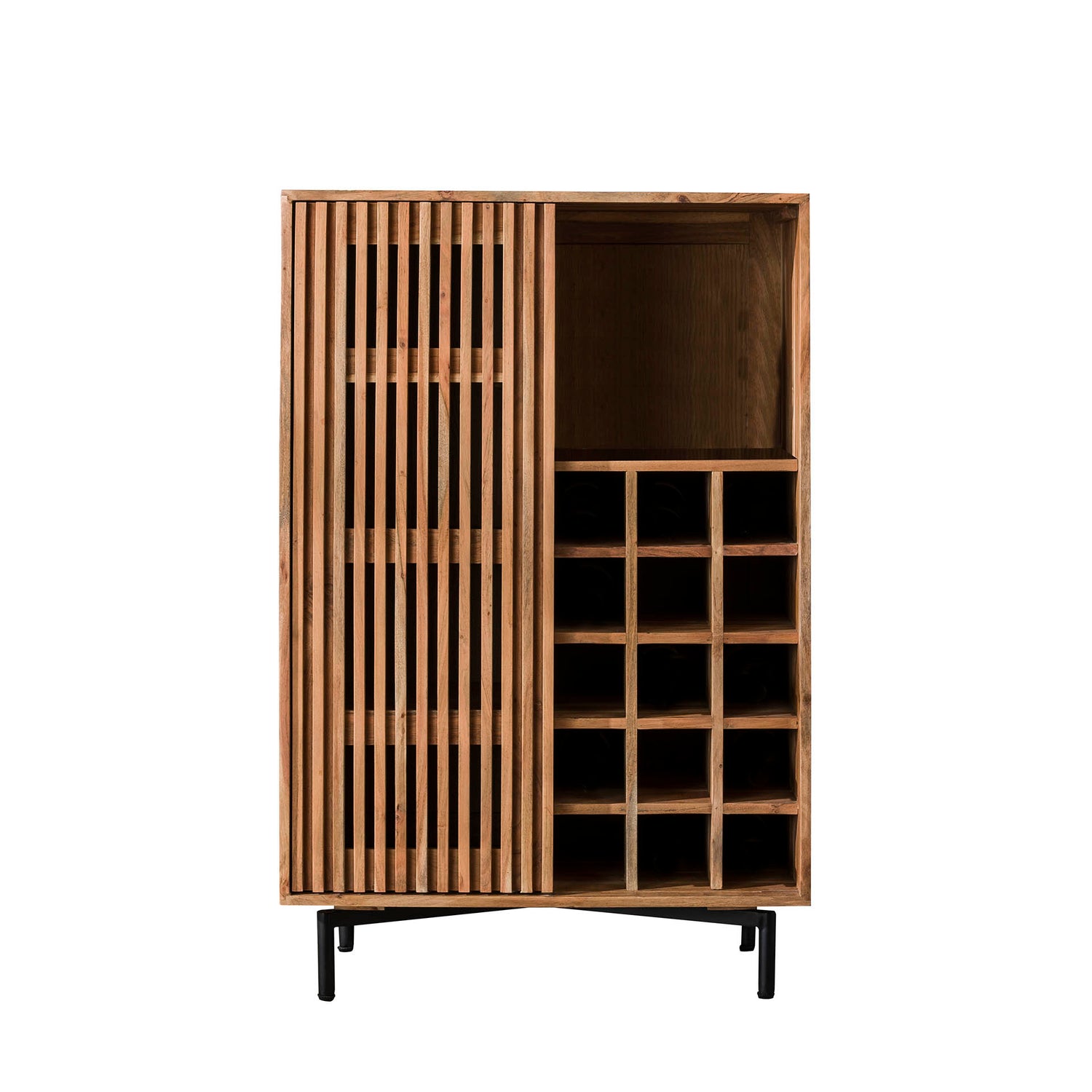 Wijnkast 1 Deur Slide - 80x43x122 cm - Naturel - Acacia