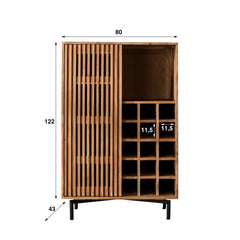 Wijnkast 1 Deur Slide - 80x43x122 cm - Naturel - Acacia