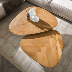 Salontafel Infinite - Set van 2 - 90x75x40 cm - Gerecycled Teakhout Fineer