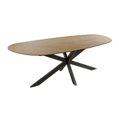 Eettafel Organisch - 215x105x77 cm - Fineer - Gerecycled Teakhout
