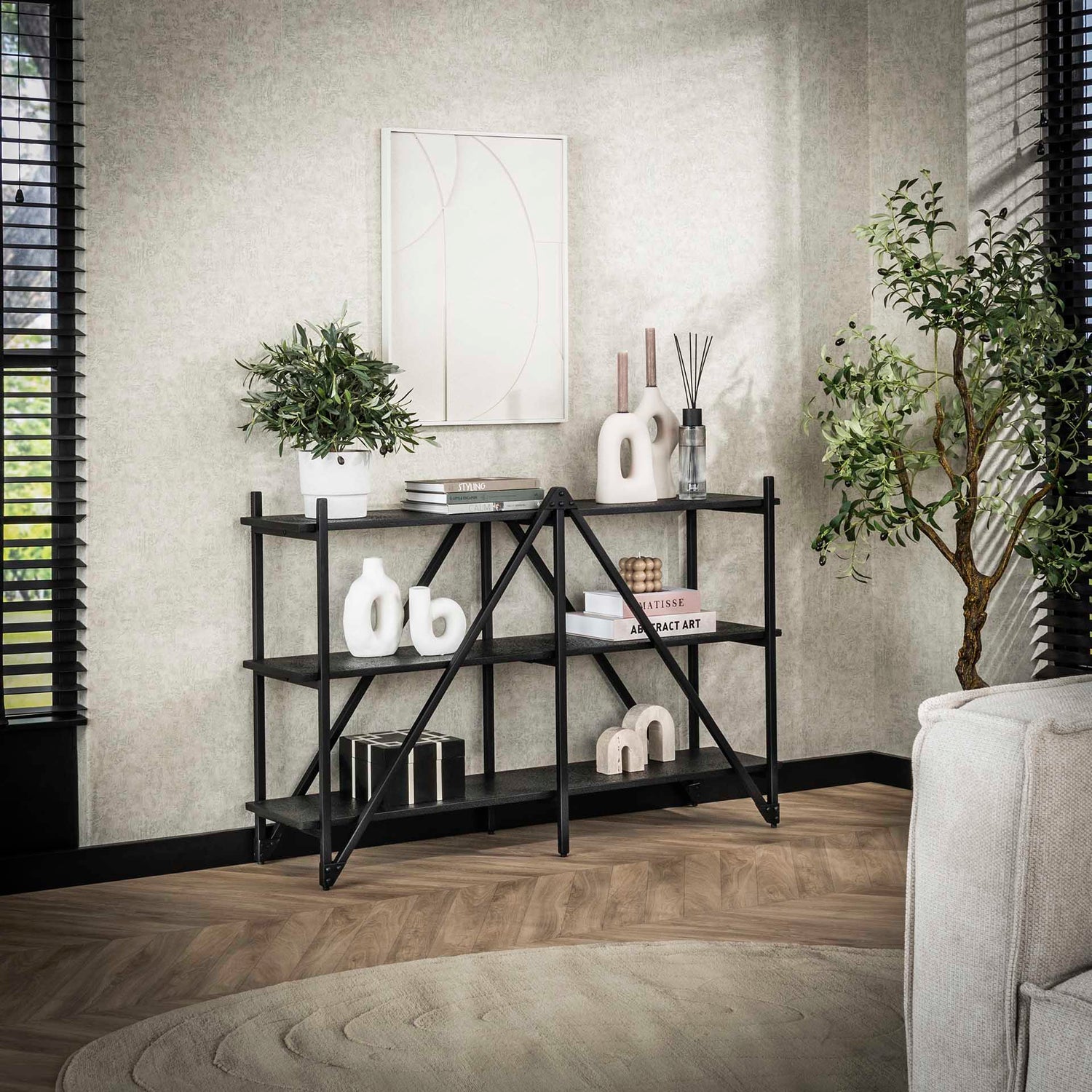 Wandrek 3-laags Piega - 130x35x85 cm - Grijs