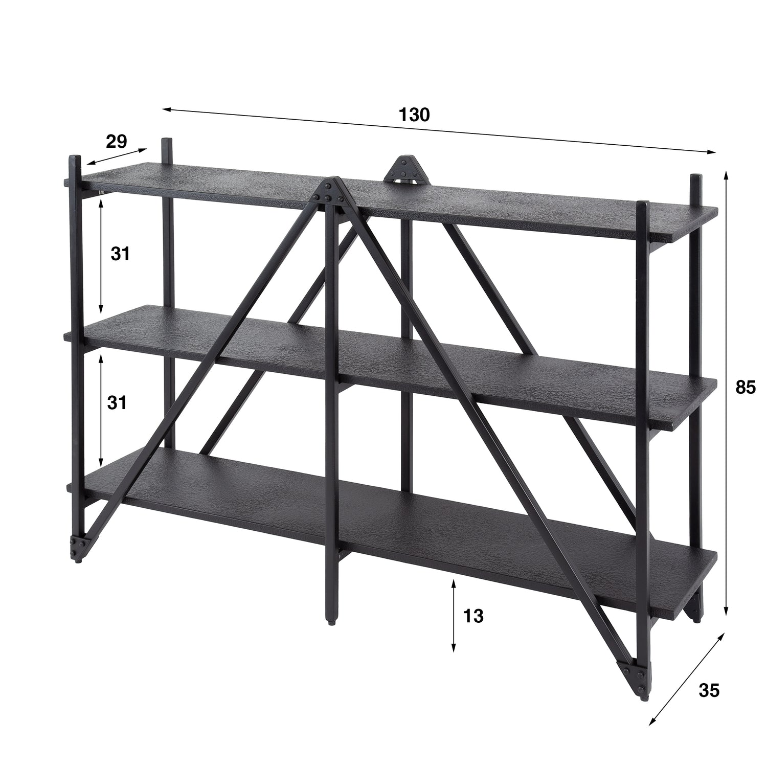 Wandrek 3-laags Piega - 130x35x85 cm - Grijs