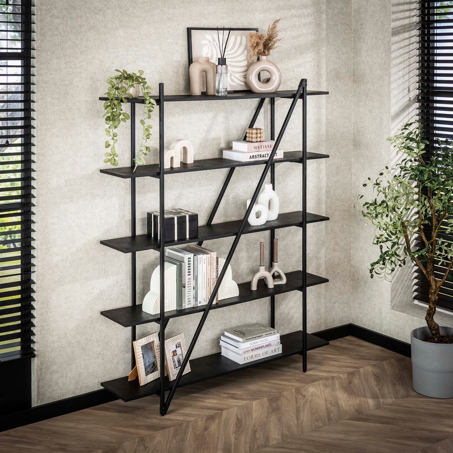 Wandrek met 5 laags Piega - 140x35x181 cm - Grijs