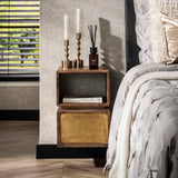 Nachtkastje 1L XS Brass - 30x30x42 cm - Zandkleur - Mango