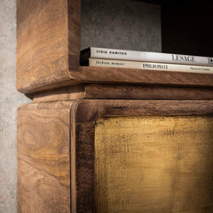 Nachtkastje 1L XS Brass - 30x30x42 cm - Zandkleur - Mango
