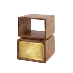 Nachtkastje 1L XS Brass - 30x30x42 cm - Zandkleur - Mango