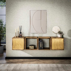 Dressoir 2D Brass - 169x36x41 cm - Zandkleur - Mango