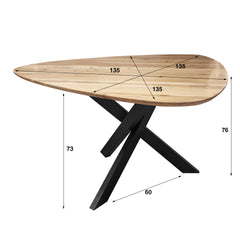 Eettafel Driehoek - 135x135x76 cm - Naturel - Acacia