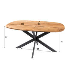 Eettafel Arhus Solid - 150x90x77 cm - Naturel - Acacia