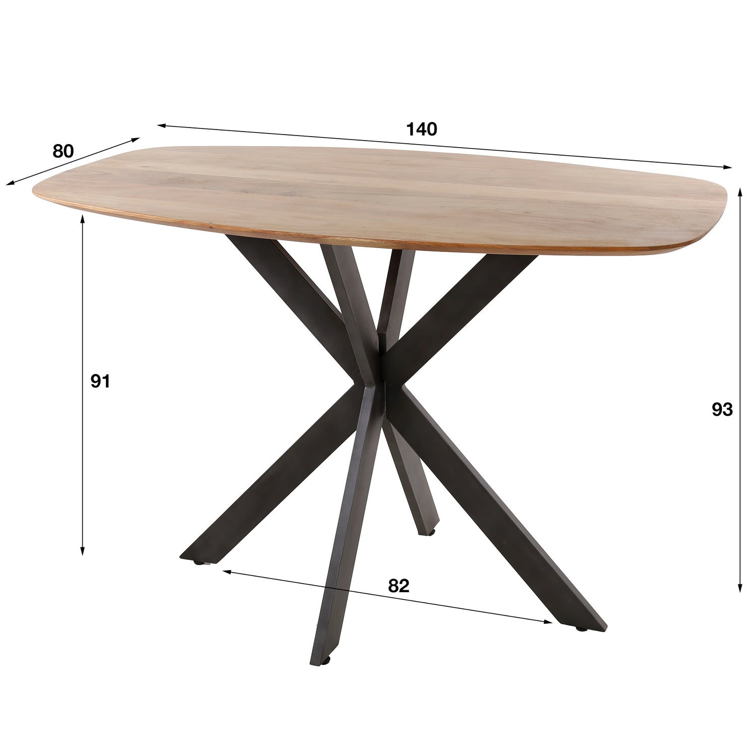 Bartafel Arhus Solid - 140x80x93 cm - Naturel - Acacia