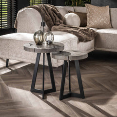 Bijzettafel Grey Mix - Set van 2 - 40x40x50 cm - Grijs