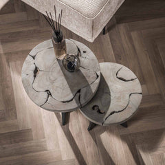 Bijzettafel Grey Mix - Set van 2 - 40x40x50 cm - Grijs