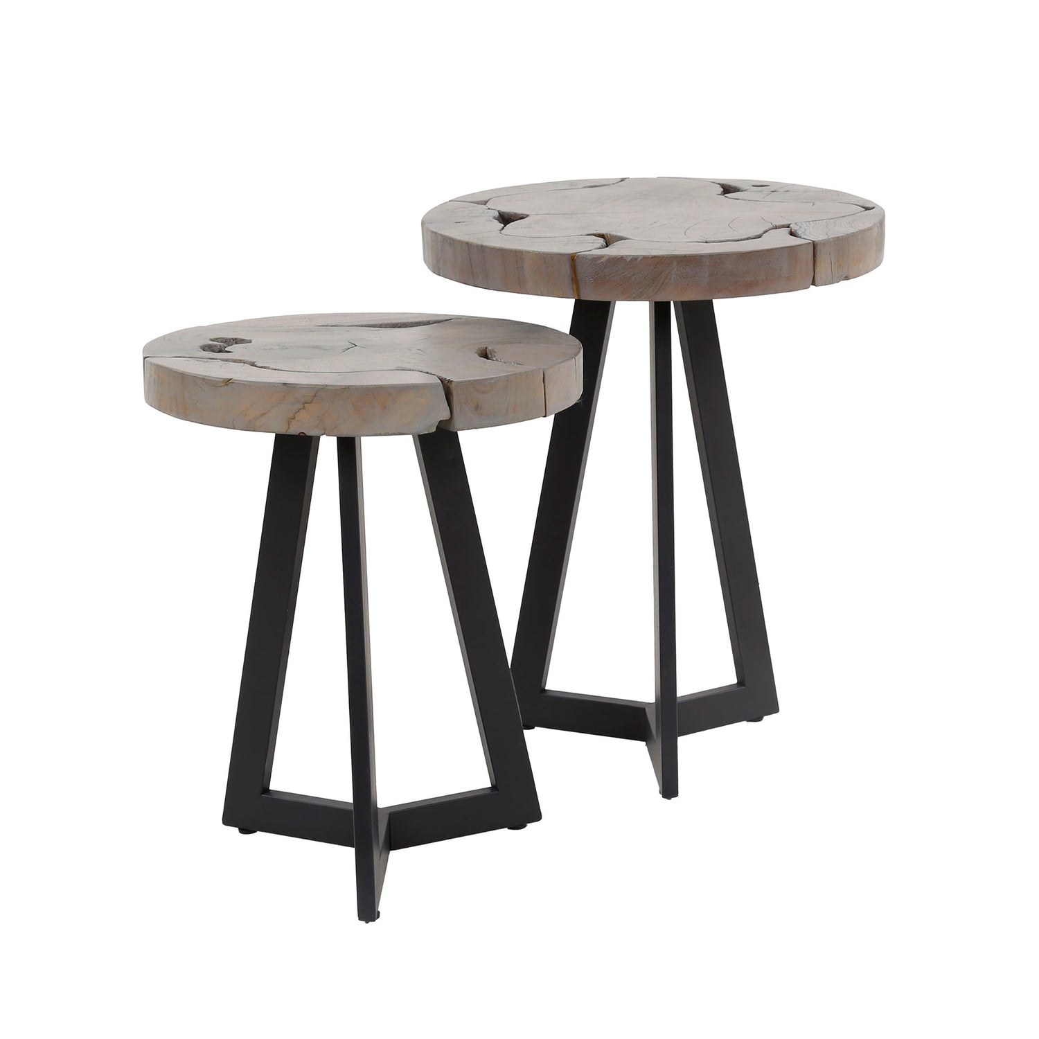 Bijzettafel Grey Mix - Set van 2 - 40x40x50 cm - Grijs