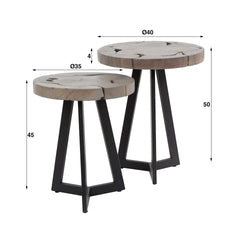 Bijzettafel Grey Mix - Set van 2 - 40x40x50 cm - Grijs
