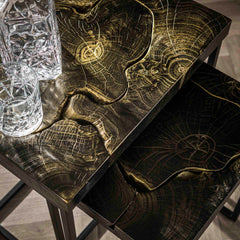 Bijzettafel Rechthoekig - Set van 2 - 47x34x56 cm - Black Gold - Teakhout