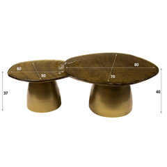 Salontafel Eclipse - Set van 2 - 80x70x40 cm - Antiek Goud