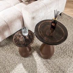 Bijzettafel Eclipse Druppel S - 30x30x45 cm - Antiek Koper