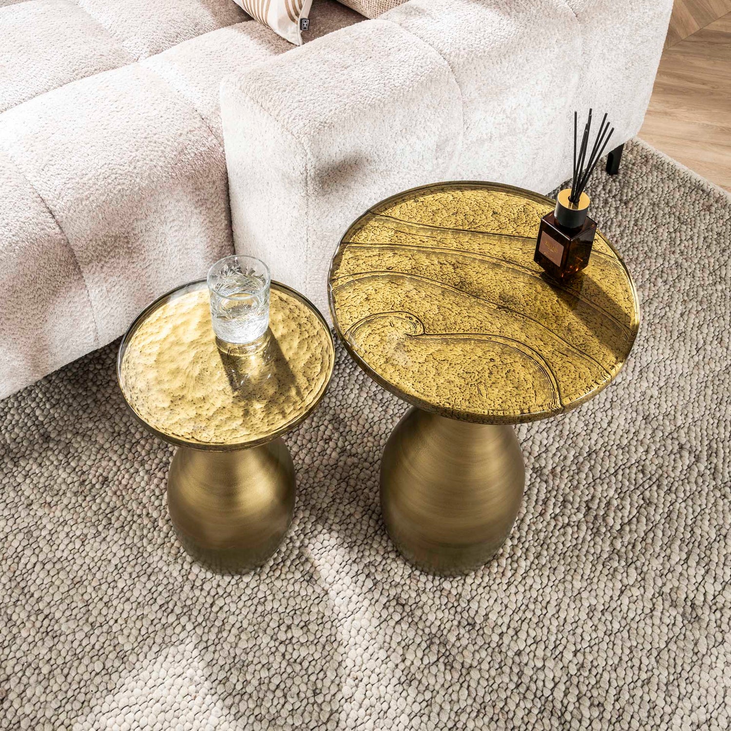 Bijzettafel Eclipse Druppel S - 30x30x45 cm - Antiek Goud