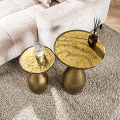 Bijzettafel Eclipse Druppel S - 30x30x45 cm - Antiek Goud