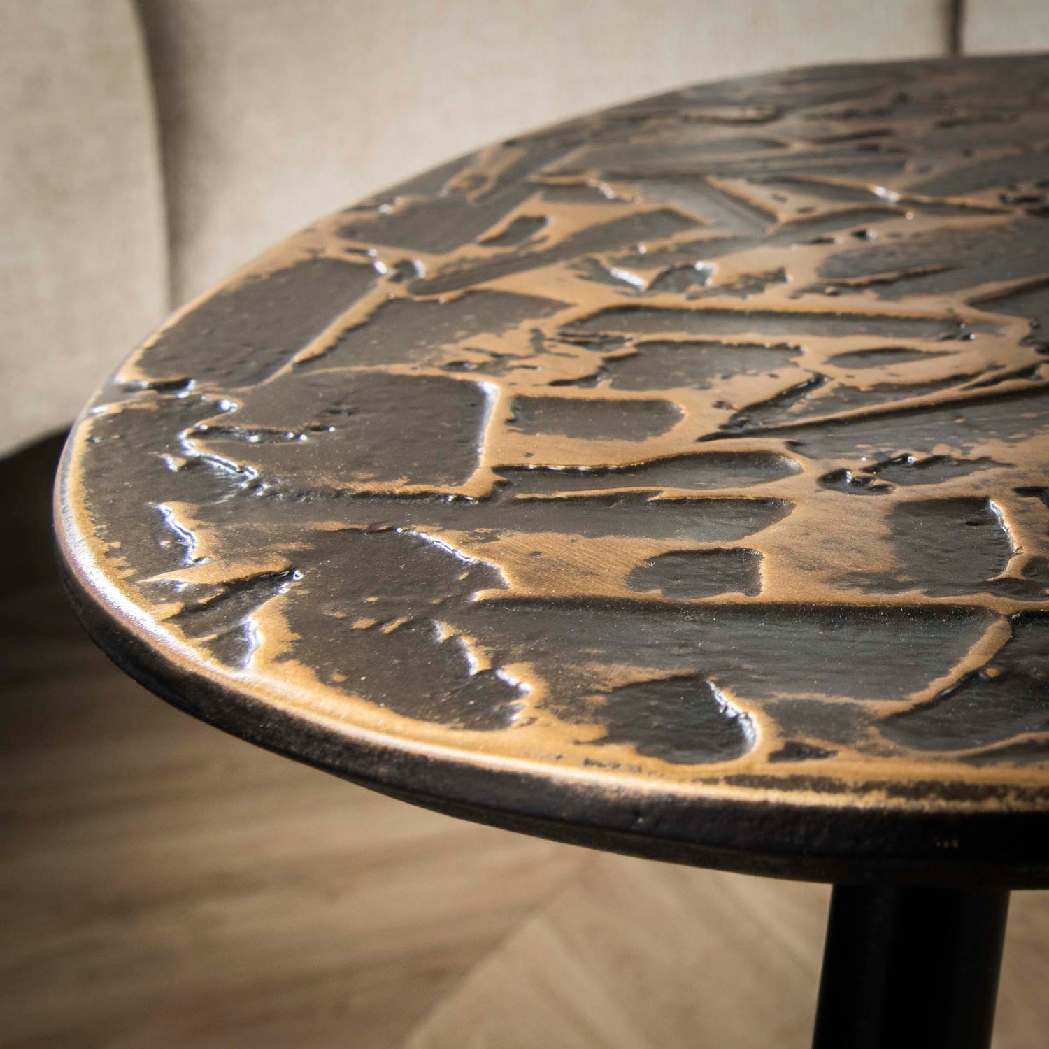 Salontafel Vierhoekig Patina Metal - Set van 3 - 60x50x42 cm - Koper Brons Zilver Antiek