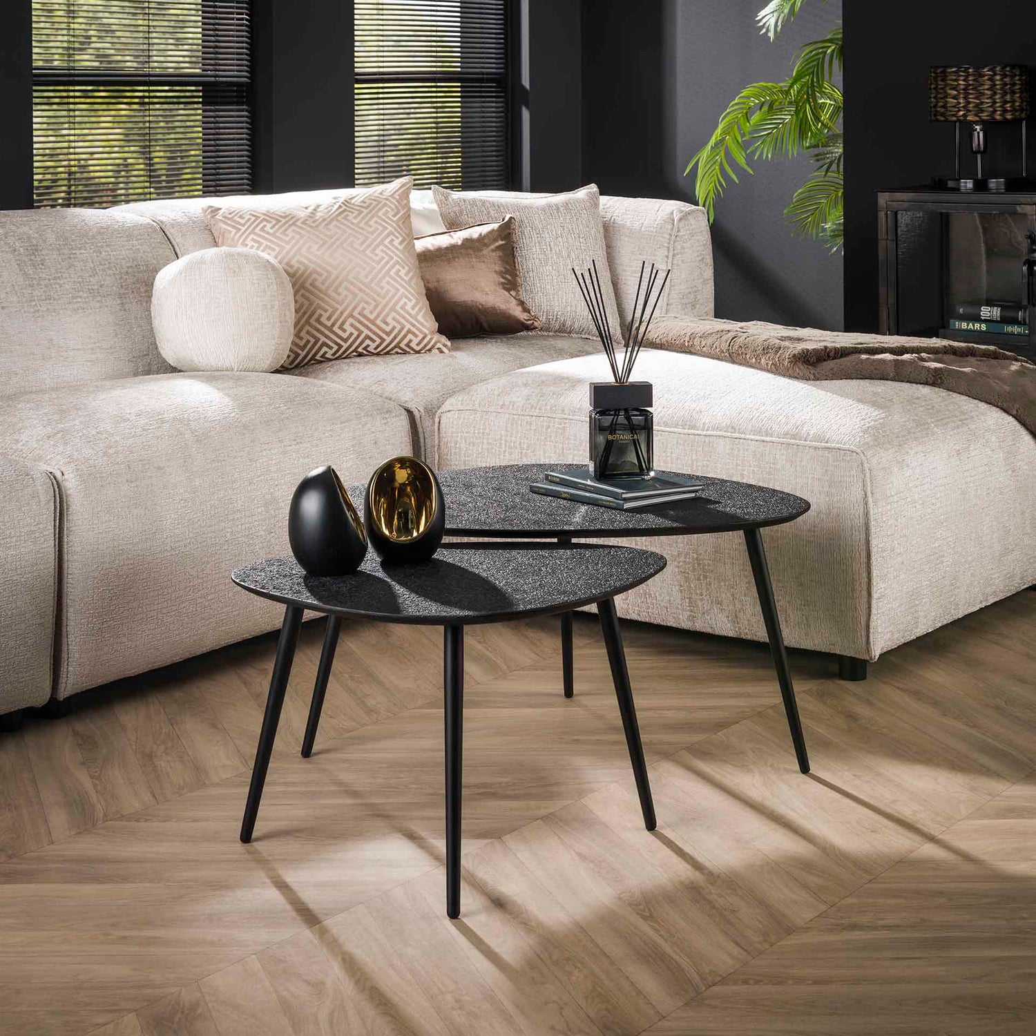 Salontafel Driehoekig Metallic - Set van 2 - 80x59x41 cm - Grijs