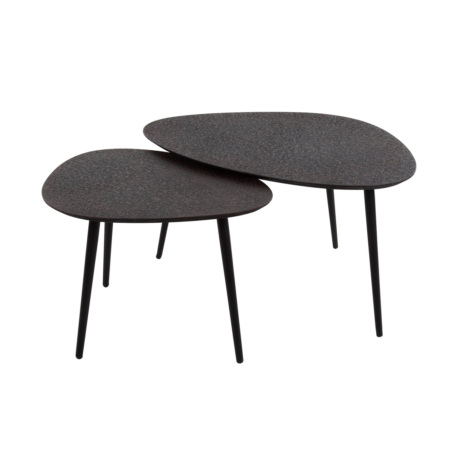 Salontafel Driehoekig Metallic - Set van 2 - 80x59x41 cm - Grijs