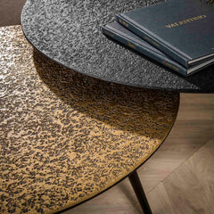 Salontafel rond metallic - Set van 2 - 74x74x40 cm - Grijs