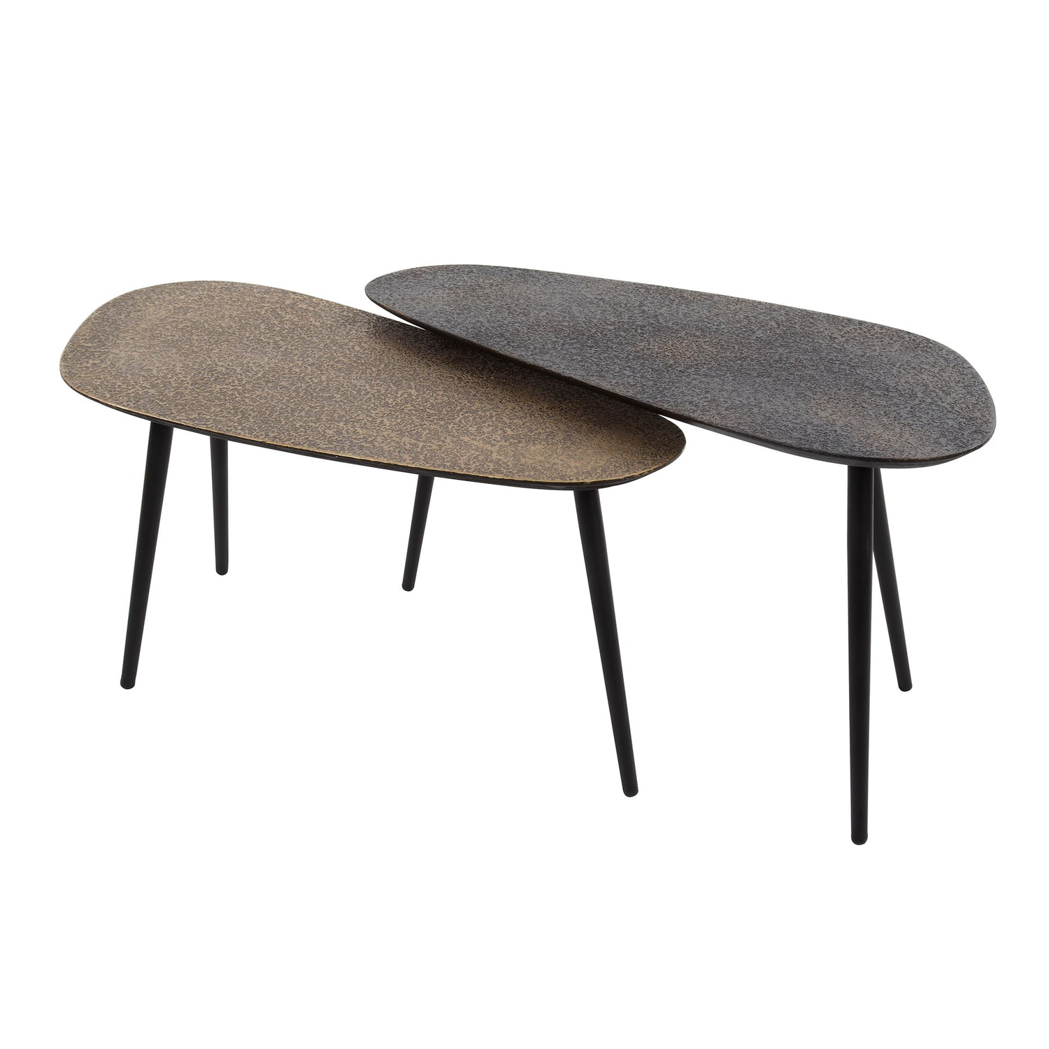 Salontafel Niervormig Metallic - Set van 2 - 84x39x42 cm - Grijs
