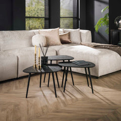 Salontafel Vierhoekige Metallic - Set van 3 - 62x51x36 cm - Grijs