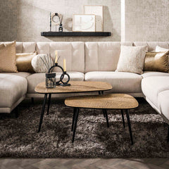 Salontafel XXL Metallic - Set van 2 - 80x70x42 cm - Brons Antiek