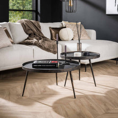 Salontafel Rond Metallic - Set van 2 - 76x76x40 cm - Grijs