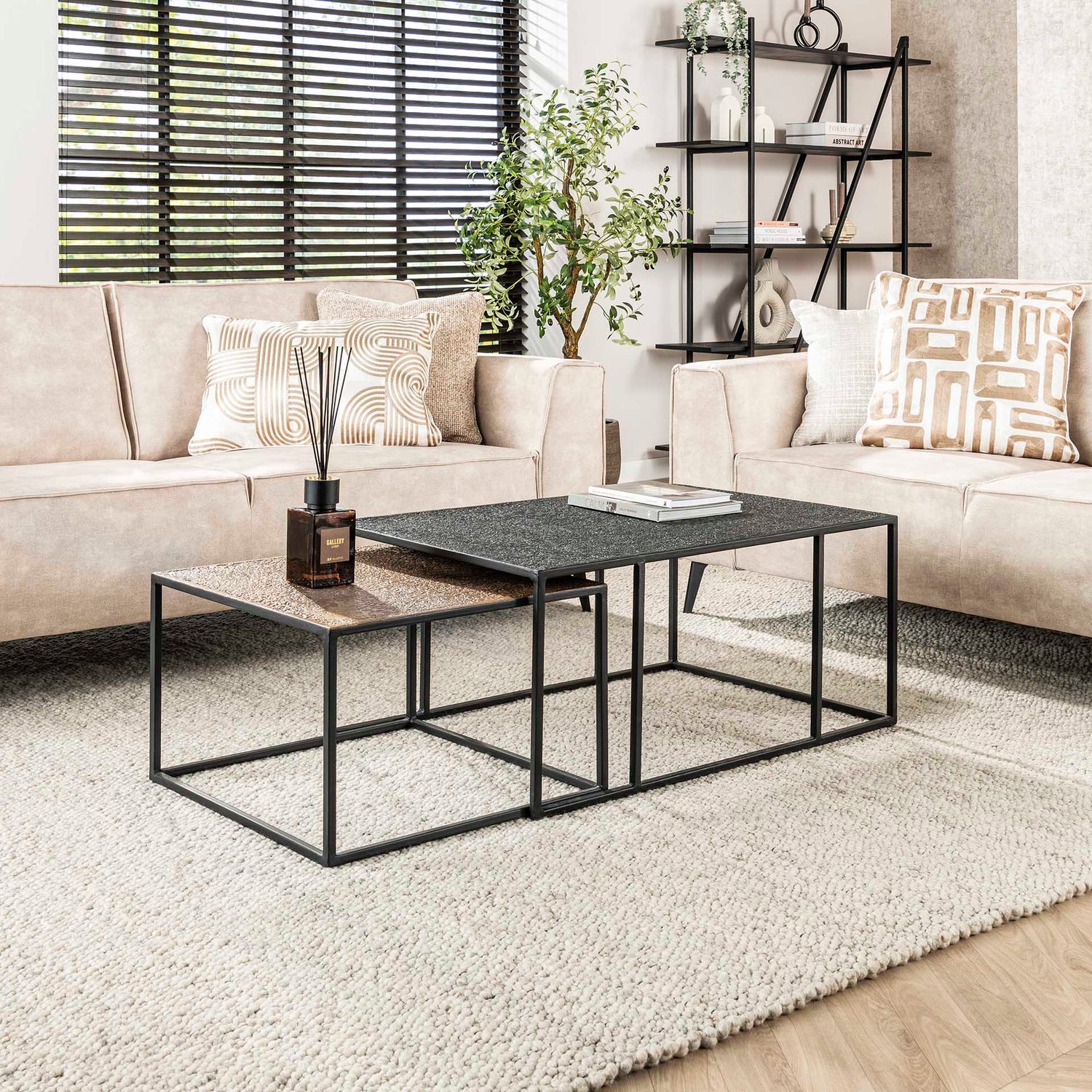 Salontafel Rechthoek - Set van 2 - 90x60x40 cm - Grijs - Iron Metallic