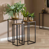 Bloemenzuil - Set van 3 - 35x35x70 cm - Brons Antiek - Iron Metallic