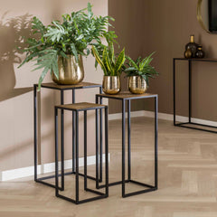 Bloemenzuil - Set van 3 - 35x35x70 cm - Brons Antiek - Iron Metallic