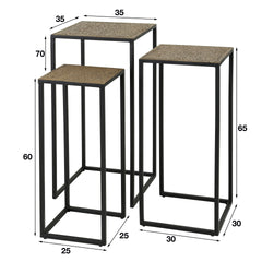 Bloemenzuil - Set van 3 - 35x35x70 cm - Brons Antiek - Iron Metallic