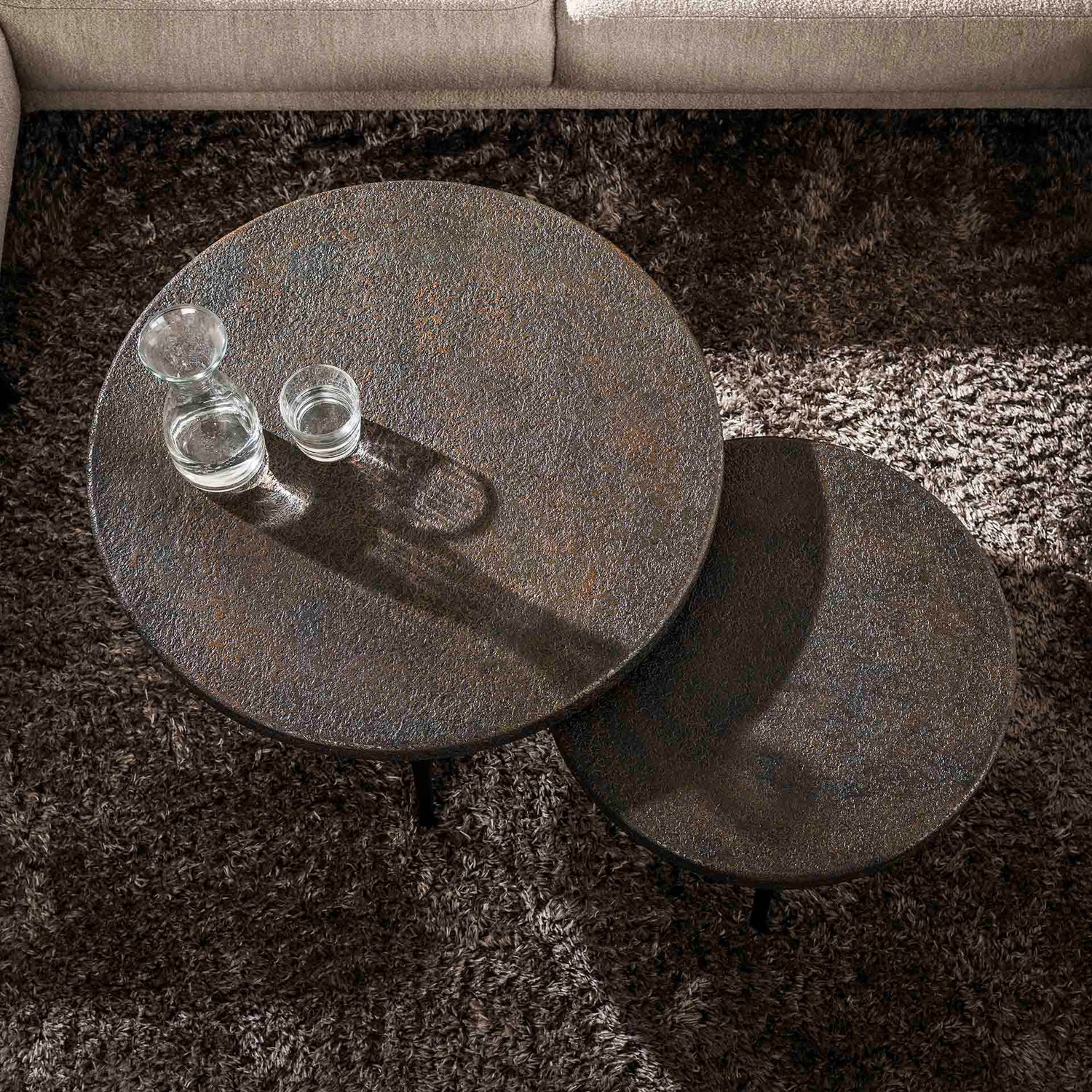 Salontafel Bulky Ferro - Set van 2 - 74x74x42 cm - Ferro Metallic